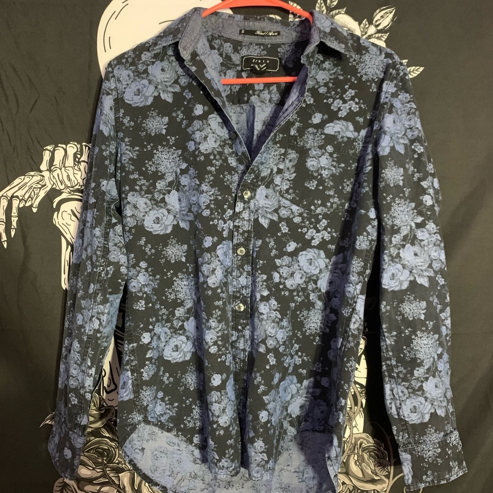 Blue floral button up